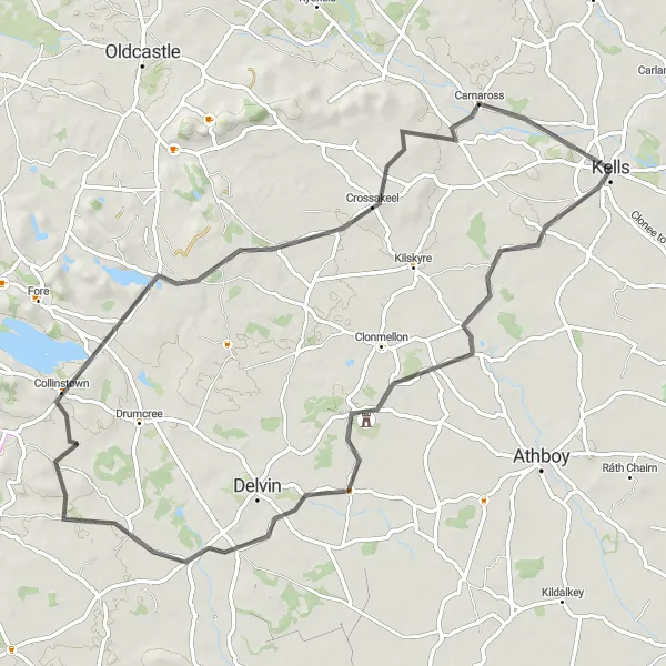 Map miniature of "Hidden Gems of Meath" cycling inspiration in Eastern and Midland, Ireland. Generated by Tarmacs.app cycling route planner
