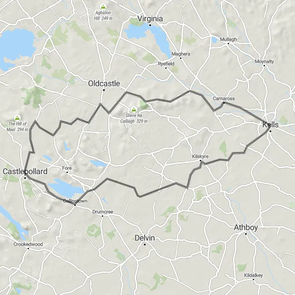 Map miniature of "Exploring Westmeath" cycling inspiration in Eastern and Midland, Ireland. Generated by Tarmacs.app cycling route planner
