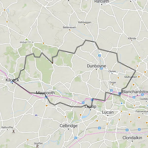 Map miniature of "Kilcock to Maynooth Loop" cycling inspiration in Eastern and Midland, Ireland. Generated by Tarmacs.app cycling route planner