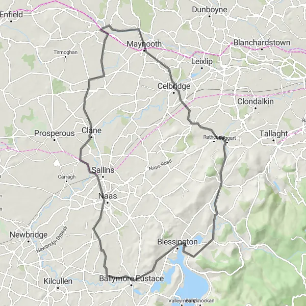 Map miniature of "The Maynooth Loop" cycling inspiration in Eastern and Midland, Ireland. Generated by Tarmacs.app cycling route planner