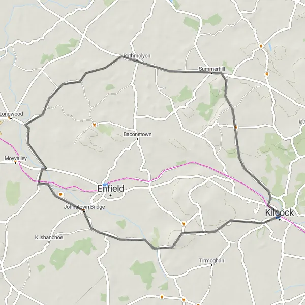 Map miniature of "Kilcock Loop" cycling inspiration in Eastern and Midland, Ireland. Generated by Tarmacs.app cycling route planner