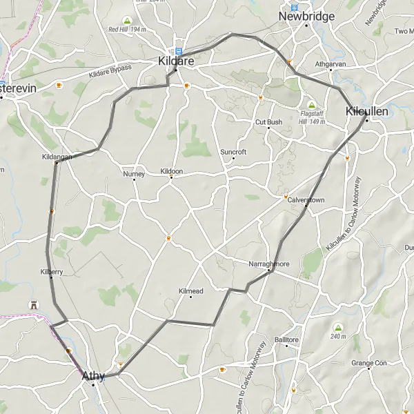 Map miniature of "The Calverstown Circuit" cycling inspiration in Eastern and Midland, Ireland. Generated by Tarmacs.app cycling route planner