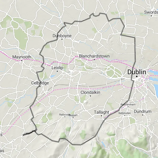 Map miniature of "Kill - Saggart Hill Circuit" cycling inspiration in Eastern and Midland, Ireland. Generated by Tarmacs.app cycling route planner