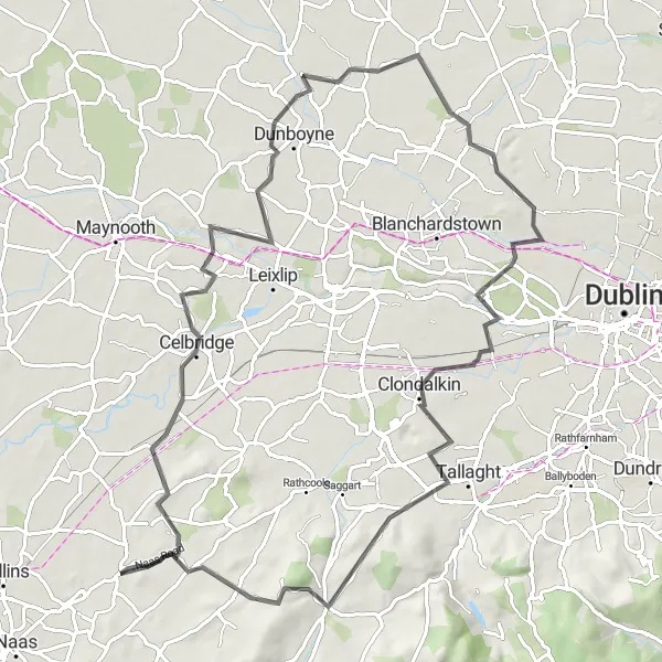 Map miniature of "Black Hill Adventure" cycling inspiration in Eastern and Midland, Ireland. Generated by Tarmacs.app cycling route planner