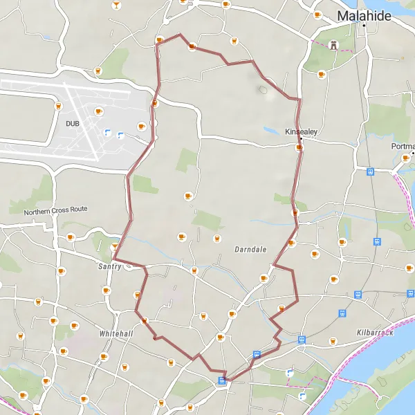 Map miniature of "Gravel Gateway" cycling inspiration in Eastern and Midland, Ireland. Generated by Tarmacs.app cycling route planner