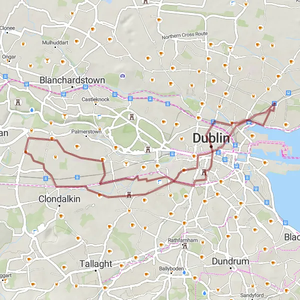 Map miniature of "Gravel Adventure" cycling inspiration in Eastern and Midland, Ireland. Generated by Tarmacs.app cycling route planner