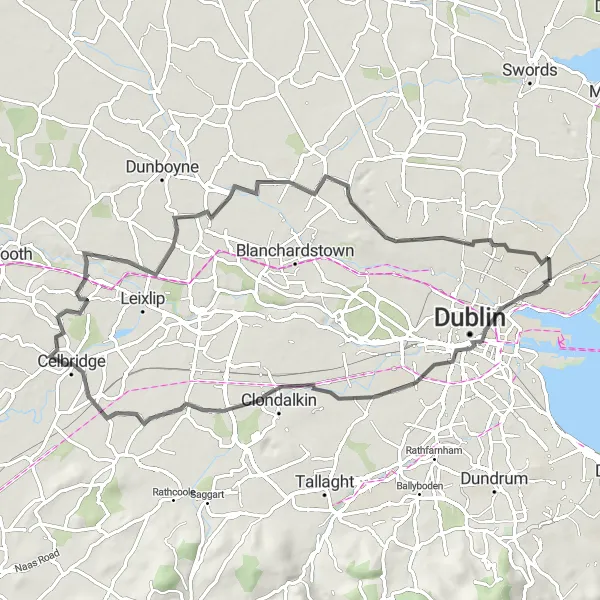 Map miniature of "Eastern Loop" cycling inspiration in Eastern and Midland, Ireland. Generated by Tarmacs.app cycling route planner