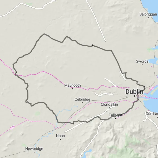 Map miniature of "Historical Route" cycling inspiration in Eastern and Midland, Ireland. Generated by Tarmacs.app cycling route planner