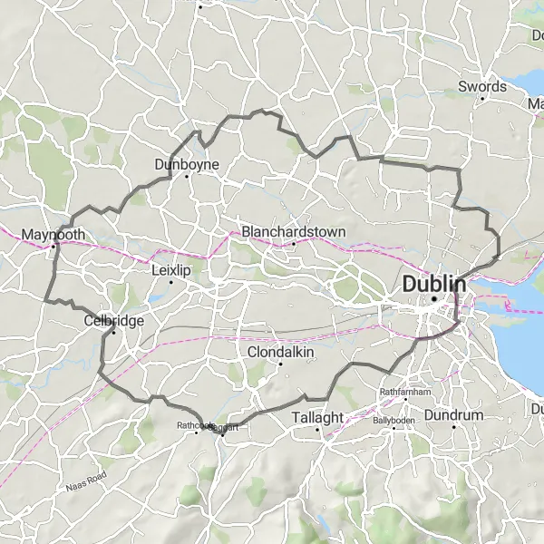 Map miniature of "Coastal Adventure" cycling inspiration in Eastern and Midland, Ireland. Generated by Tarmacs.app cycling route planner