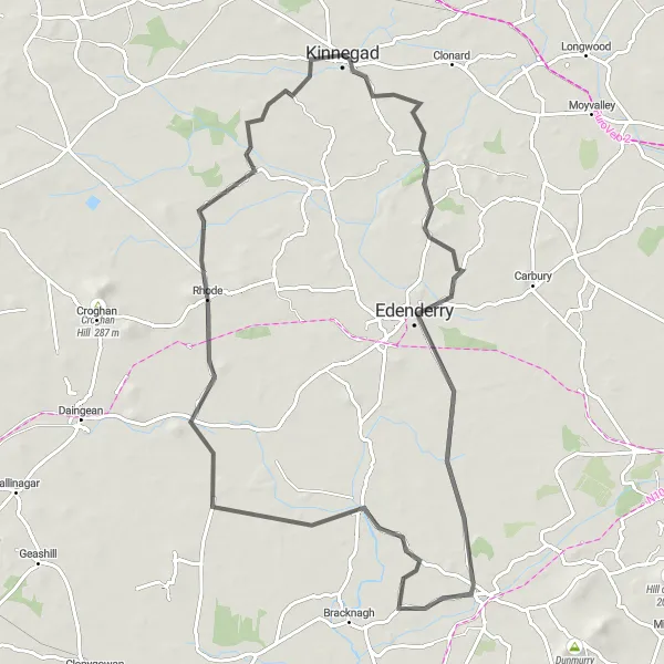 Map miniature of "The Kinnegad Loop" cycling inspiration in Eastern and Midland, Ireland. Generated by Tarmacs.app cycling route planner