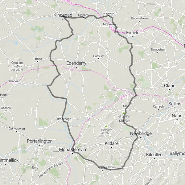 Map miniature of "Exploring the Royal Canal" cycling inspiration in Eastern and Midland, Ireland. Generated by Tarmacs.app cycling route planner