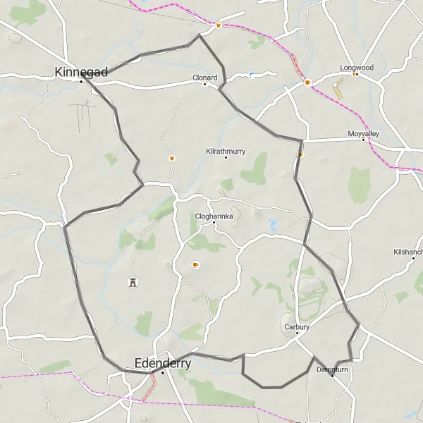 Map miniature of "The Edenderry Express" cycling inspiration in Eastern and Midland, Ireland. Generated by Tarmacs.app cycling route planner