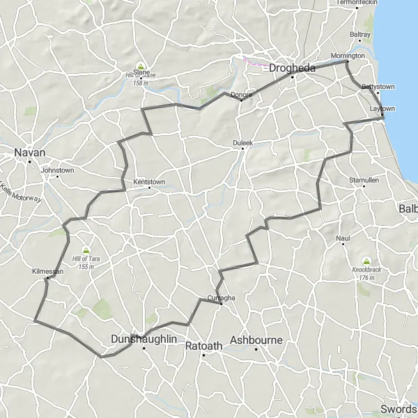Map miniature of "Boyne Valley Loop" cycling inspiration in Eastern and Midland, Ireland. Generated by Tarmacs.app cycling route planner
