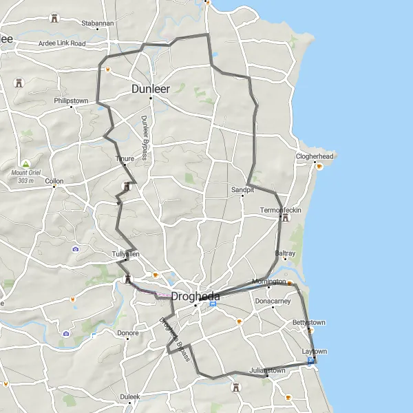 Map miniature of "Monasterboice Abbey Loop" cycling inspiration in Eastern and Midland, Ireland. Generated by Tarmacs.app cycling route planner