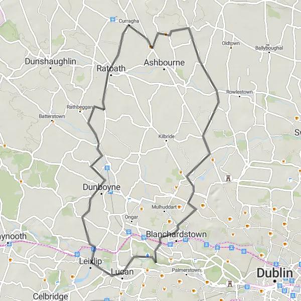 Map miniature of "Historical Wonders" cycling inspiration in Eastern and Midland, Ireland. Generated by Tarmacs.app cycling route planner