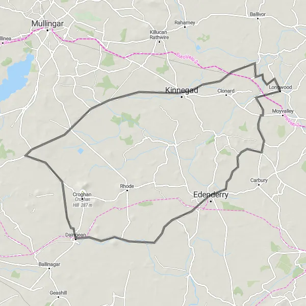 Map miniature of "The Enchanting Longwood Tour" cycling inspiration in Eastern and Midland, Ireland. Generated by Tarmacs.app cycling route planner