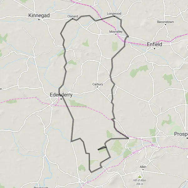Map miniature of "Lullymore Discovery Route" cycling inspiration in Eastern and Midland, Ireland. Generated by Tarmacs.app cycling route planner