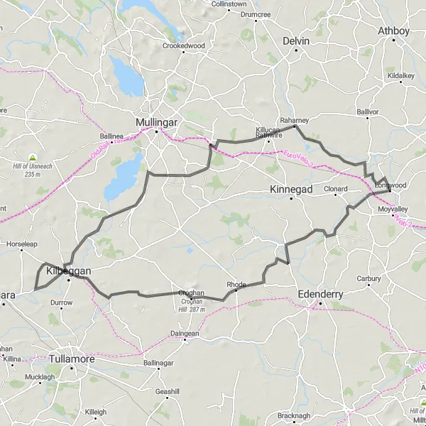 Map miniature of "Rhode Adventure Ride" cycling inspiration in Eastern and Midland, Ireland. Generated by Tarmacs.app cycling route planner