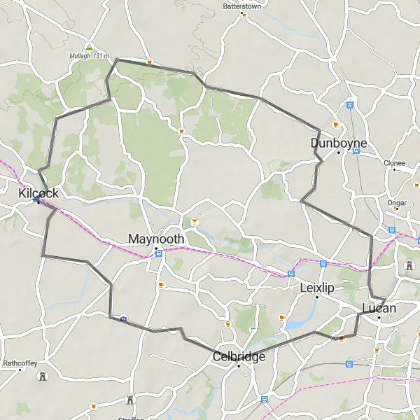 Map miniature of "The Celbridge Loop" cycling inspiration in Eastern and Midland, Ireland. Generated by Tarmacs.app cycling route planner