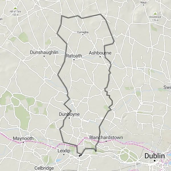 Map miniature of "Countryside Loop from Lucan to Luttrellstown Castle" cycling inspiration in Eastern and Midland, Ireland. Generated by Tarmacs.app cycling route planner