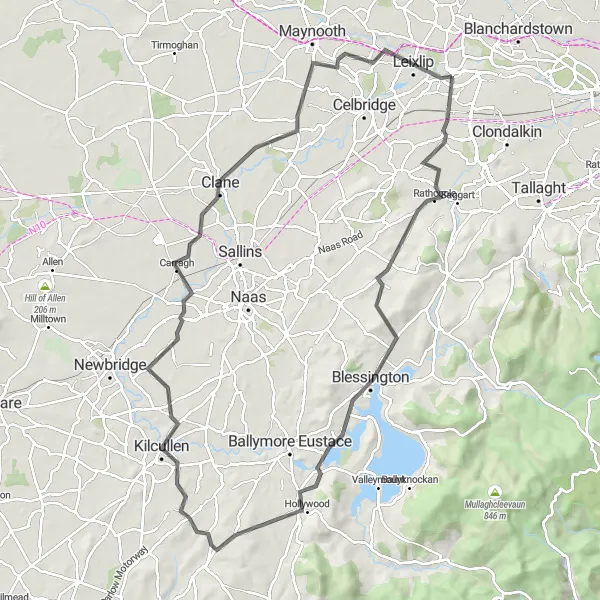 Map miniature of "Historical Cycling Journey from Lucan to Leixlip" cycling inspiration in Eastern and Midland, Ireland. Generated by Tarmacs.app cycling route planner