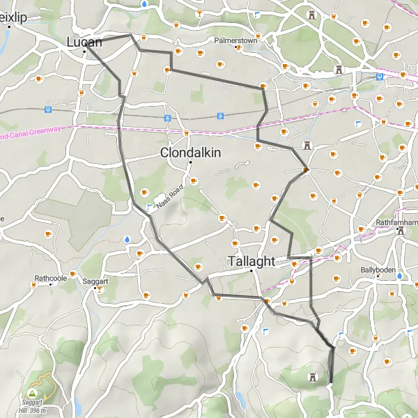 Map miniature of "Exploring Montpelier Hill and Firhouse on Road" cycling inspiration in Eastern and Midland, Ireland. Generated by Tarmacs.app cycling route planner