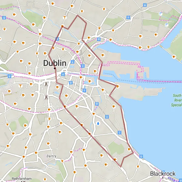 Map miniature of "Enchanting Gravel Ride from Marino" cycling inspiration in Eastern and Midland, Ireland. Generated by Tarmacs.app cycling route planner