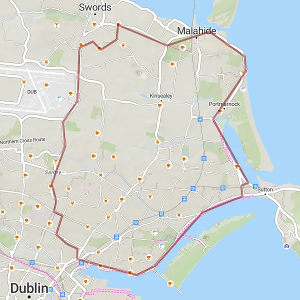 Map miniature of "Scenic Gravel Ride near Marino" cycling inspiration in Eastern and Midland, Ireland. Generated by Tarmacs.app cycling route planner