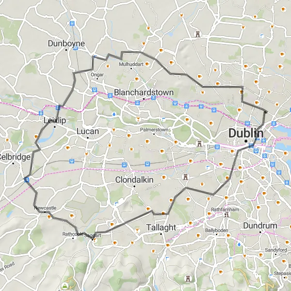 Map miniature of "Marino Road Masterpiece" cycling inspiration in Eastern and Midland, Ireland. Generated by Tarmacs.app cycling route planner