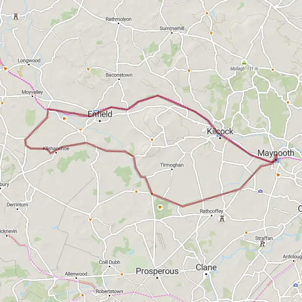 Map miniature of "The Maynooth Castle Loop" cycling inspiration in Eastern and Midland, Ireland. Generated by Tarmacs.app cycling route planner