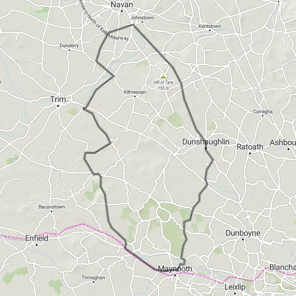 Map miniature of "Countryside Escape Road Route" cycling inspiration in Eastern and Midland, Ireland. Generated by Tarmacs.app cycling route planner