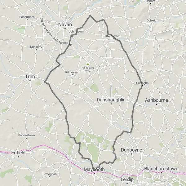 Map miniature of "The Castle Circuit" cycling inspiration in Eastern and Midland, Ireland. Generated by Tarmacs.app cycling route planner