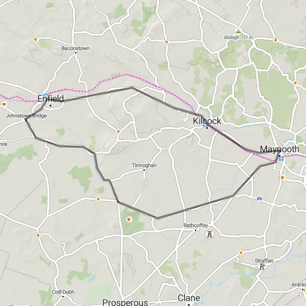 Map miniature of "Maynooth Castle and Beyond Road Route" cycling inspiration in Eastern and Midland, Ireland. Generated by Tarmacs.app cycling route planner