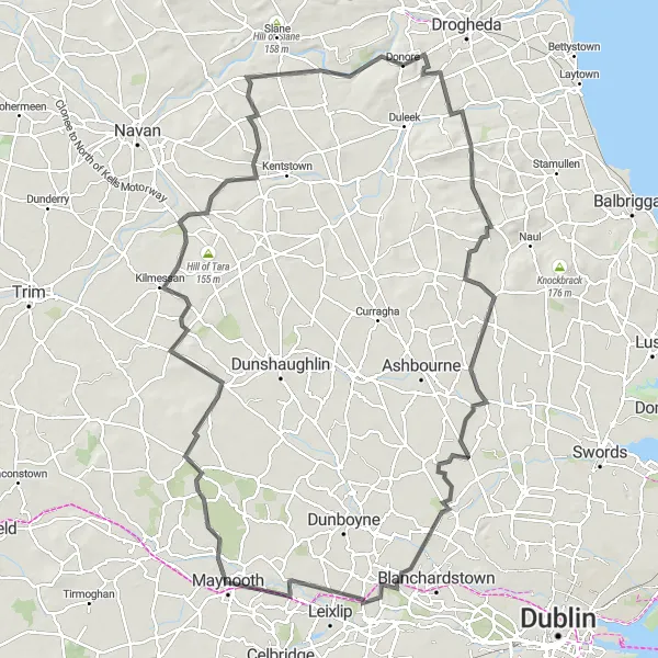 Map miniature of "Historical and Natural Wonders Road Route" cycling inspiration in Eastern and Midland, Ireland. Generated by Tarmacs.app cycling route planner