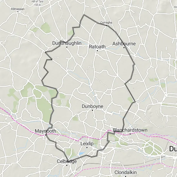 Map miniature of "The Kilcloon Loop" cycling inspiration in Eastern and Midland, Ireland. Generated by Tarmacs.app cycling route planner