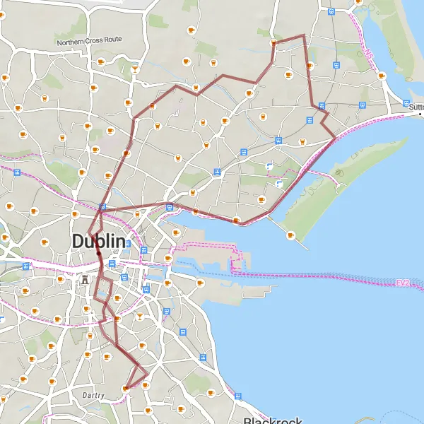 Map miniature of "Book of Kells Adventure: Milltown to Clonskeagh" cycling inspiration in Eastern and Midland, Ireland. Generated by Tarmacs.app cycling route planner