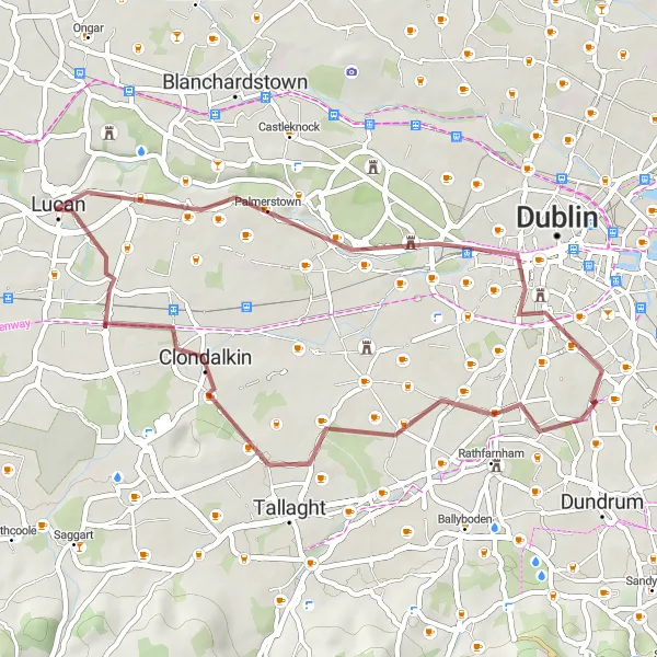 Map miniature of "Scenic Adventure: Clondalkin to Ranelagh" cycling inspiration in Eastern and Midland, Ireland. Generated by Tarmacs.app cycling route planner