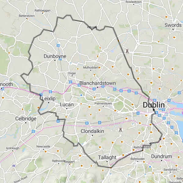 Map miniature of "Milltown - Rathgar Loop" cycling inspiration in Eastern and Midland, Ireland. Generated by Tarmacs.app cycling route planner