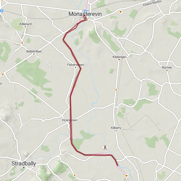 Map miniature of "Vicarstown Discovery" cycling inspiration in Eastern and Midland, Ireland. Generated by Tarmacs.app cycling route planner