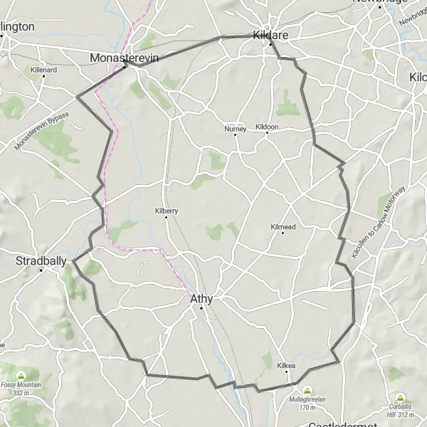 Map miniature of "Monasterevin Historical Circuit" cycling inspiration in Eastern and Midland, Ireland. Generated by Tarmacs.app cycling route planner