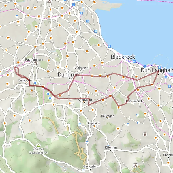 Map miniature of "Monkstown to Dundrum Loop" cycling inspiration in Eastern and Midland, Ireland. Generated by Tarmacs.app cycling route planner