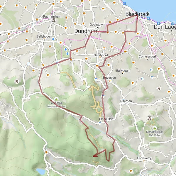 Map miniature of "Glencullen to Blackrock Circular" cycling inspiration in Eastern and Midland, Ireland. Generated by Tarmacs.app cycling route planner