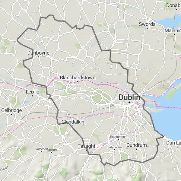 Map miniature of "Firhouse to Merrion Circular" cycling inspiration in Eastern and Midland, Ireland. Generated by Tarmacs.app cycling route planner