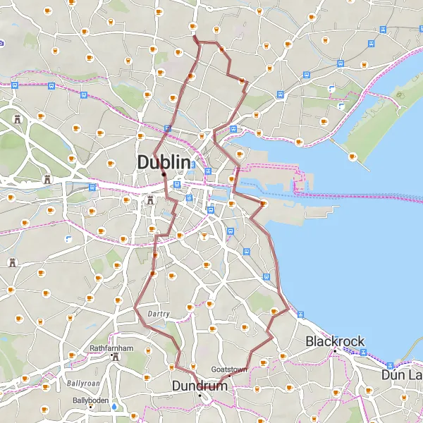 Map miniature of "Quaint Gravel Ride to Goatstown" cycling inspiration in Eastern and Midland, Ireland. Generated by Tarmacs.app cycling route planner