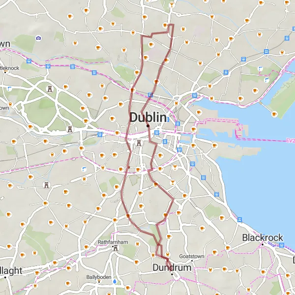 Map miniature of "Picturesque Gravel Escape near Dublin" cycling inspiration in Eastern and Midland, Ireland. Generated by Tarmacs.app cycling route planner