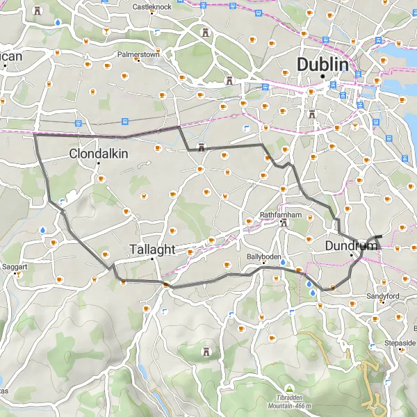 Map miniature of "Mount Merrion to Ballinteer" cycling inspiration in Eastern and Midland, Ireland. Generated by Tarmacs.app cycling route planner