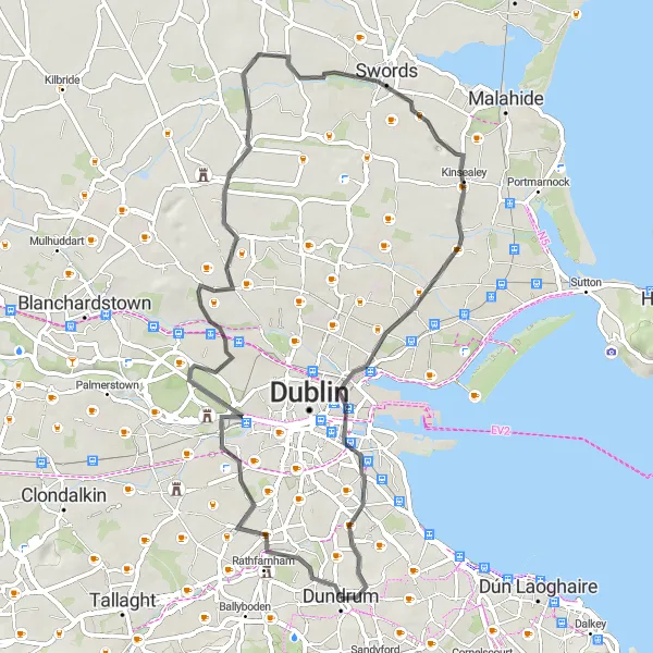 Map miniature of "Islandbridge Loop" cycling inspiration in Eastern and Midland, Ireland. Generated by Tarmacs.app cycling route planner