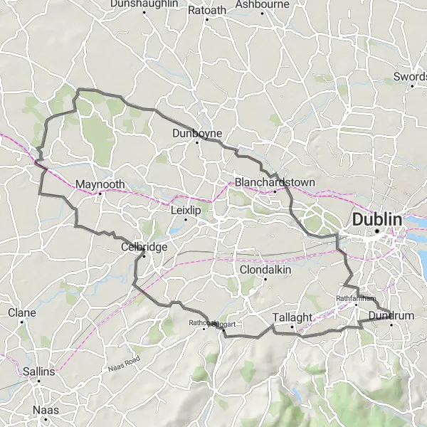 Map miniature of "Mount Merrion Grand Tour" cycling inspiration in Eastern and Midland, Ireland. Generated by Tarmacs.app cycling route planner