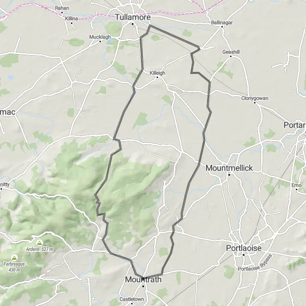 Map miniature of "Clonaslee Adventure" cycling inspiration in Eastern and Midland, Ireland. Generated by Tarmacs.app cycling route planner