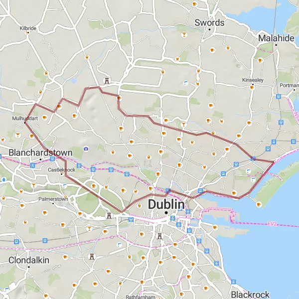 Map miniature of "Santry and Drumcondra Gravel Route" cycling inspiration in Eastern and Midland, Ireland. Generated by Tarmacs.app cycling route planner